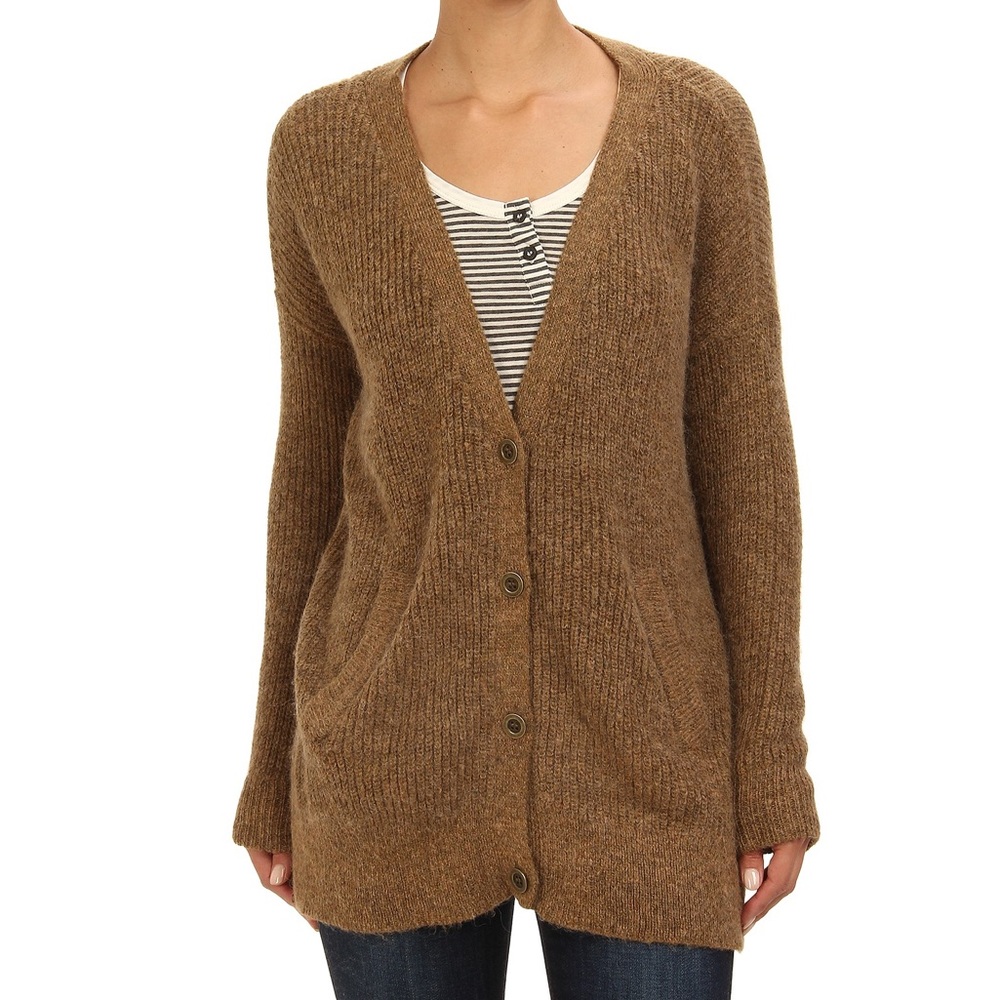 FREE PEOPLE Cloudy Day Cardigan Sweater in Camel - Picture 1 of 6